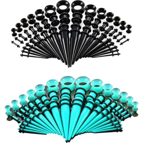 50Pcs/Set Hot Acrylic Ear Gauge Taper And Plug Stretching Kits Flesh Tunnel Jewelry