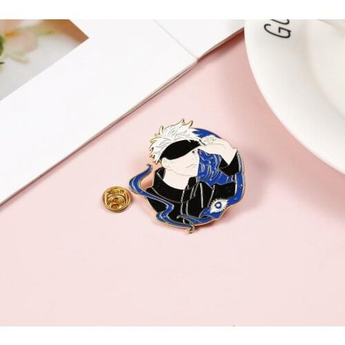 Anime Jujutsu Kaisen Brooch Gojo Satoru Pin Cartoon Cute Alloy Cosplay Badge Gift