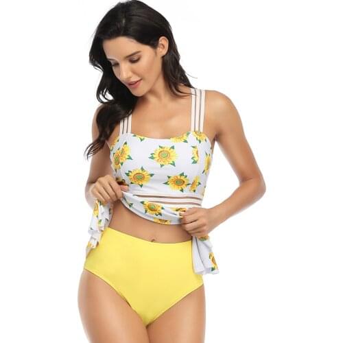 Atuwill Plus Size Vintage Halter Tankini Swimwear Woman Sexy Tank High Waist Bikini Sets Two Pieces 2021 Swimsuits Bathing Suit