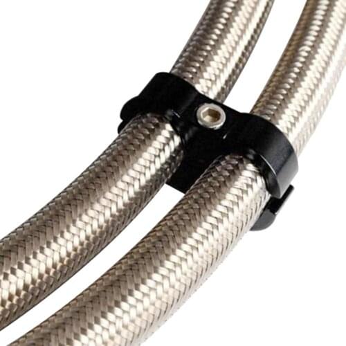 Car 2-Hole Braided Hose Separator Clamp Oil Line Clip Fitting Bracket Adapter Motorcyle Accessories Exterior