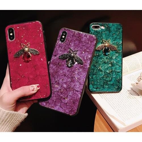 Gold Foil Glitter Soft TPU Case For Huawei P20 P30 Pro Bee Marble Cover Honor 8X 7X 9X 9 10 lite 20 pro mate 30 P smart 2019