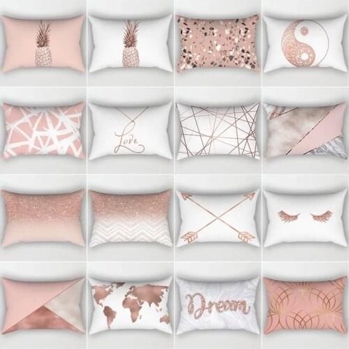 30x50CM Geometry Throw Pillow Case Rose Gold Pink Cushion Cover Home Sofa Decorative Pillows Cotton Polyester Cushion Pillows