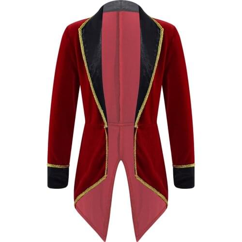 Kids Girls Showman Circus Ringmaster Cosplay Costumes Coat Lapel Collar Tuxedo Coat for Role Play Themed Party Stage Performance