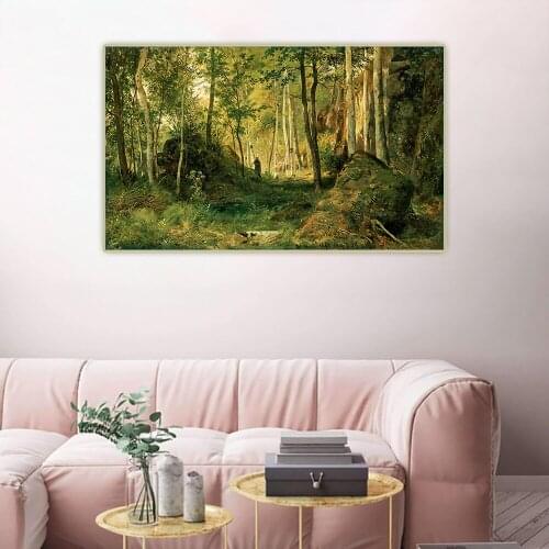 Holover Canvas Oil Painting Ivan Shishkin"Landscape with a hunter.Valaam Island"Touring Exhibition School Aesthetic Home Decor