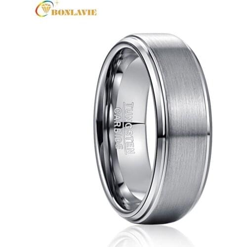 Classic Mens Tungsten Steel Ring 8MM Silver Color Frosted Surface Tungsten Steel Wedding Ring For Men Jewelry Fathers Day Gift