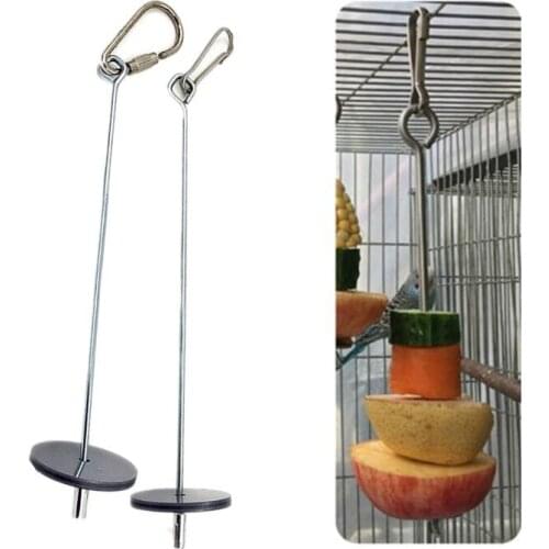 2021 New High Quality Pet Parrots Birds Food Holder Support Stainless Steel Fruit Spear Stick Meat Fruit Vegetable Skewer