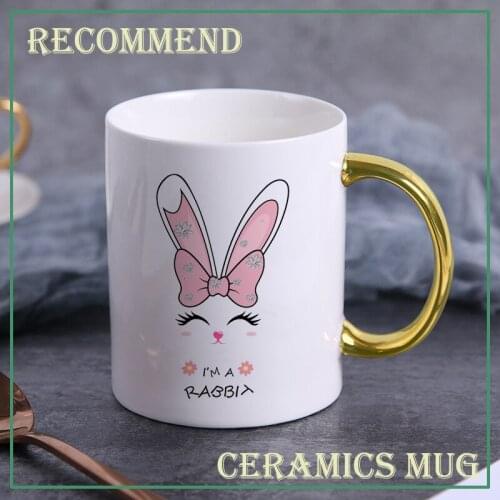 Little rabbit Coffee mug,Cute porcelain mug cup Gift High capacity coffee cup everything for the kitchen Drinkware KTDW-075