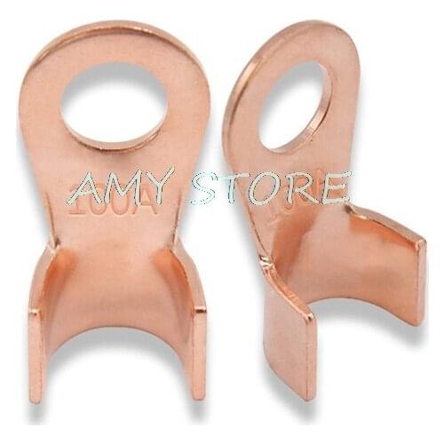 20Pcs 100A Non Insuleted Open End Ring Lugs Copper Battery Cable Connector Terminal Crimping 10-25mm2 Wire OT-100A