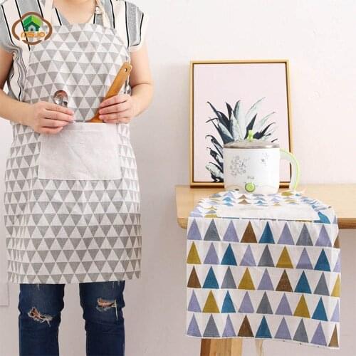 MSJO Kitchen Apron Women Prints Japanese Linen Cotton Kitchen Aprons Barista For Couples Cooking Waterproof Adults Aprons Dress
