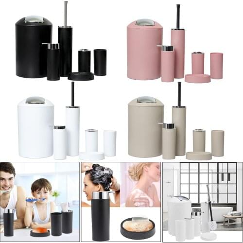 Set of 6 Bathroom Accessories Set Bath Necessities Soap Dish Trash Can
