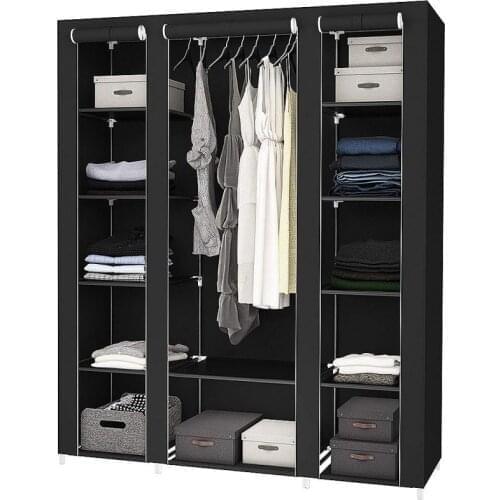 Wardrobe Storage Organizer Fabric Folding Cloth Storage Cabinet Assembly Easy Install Wardrobe Clothes Rack 175*150*45cm HWC