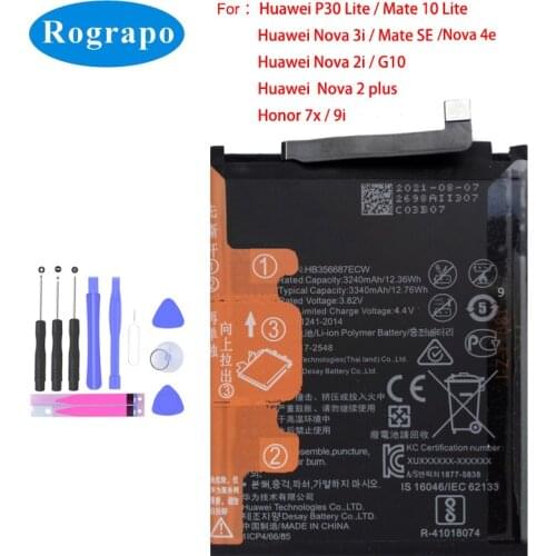 Original 3340mah HB356687ECW Mobile Phone Battery for Huawei NOVA 2 plus Honor 7X Mate SE BND-L21 BND L22 L24 L34 Mate SE AL10