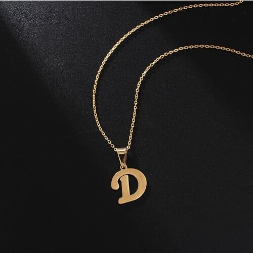 Gojomem Women Gold / Silver Color A-Z Alphabet Letter Pendant Personalization Stainless Steel Necklace Fashion Jewelry