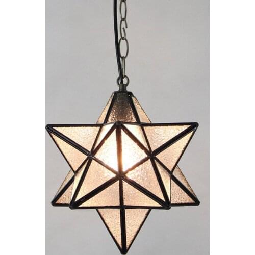 Dining Room Hanging Light Country Diamond Glass multilateral Star Chain Pendant Lamps Balcony Hallway Corridor Pendant Light