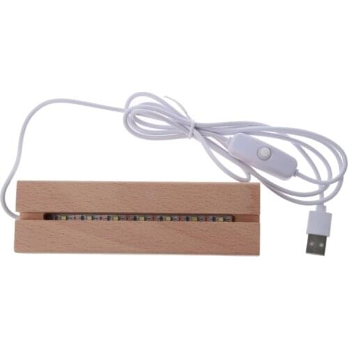 Rectangle LED Lights Display Base Wooden Lighted Base Stand Lasers Crystal Glass Night Lighted Base Resin Art Ornament