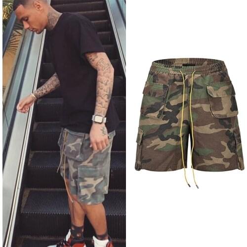 Vintage Camouflage Cargo Shorts Mens Three-dimensional Tailoring Pocket Army Short Hip Hop Streetwear All-match Casual Short