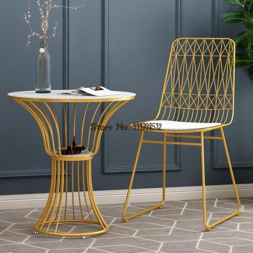 Nordic backrest single table and chair combination bedroom balcony home net celebrity live clothing store photo nail makeup chai