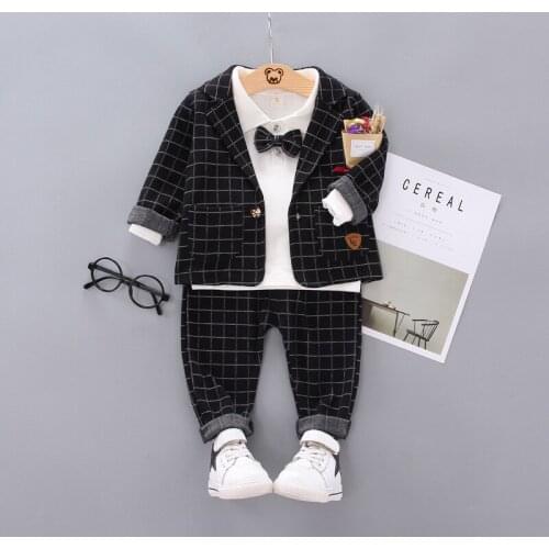 New Infant Kids Toddler Tracksuits Spring Autumn Children Cotton Clothes Set Baby Boys T-Shirts Coat Pants 3Pcs/sets