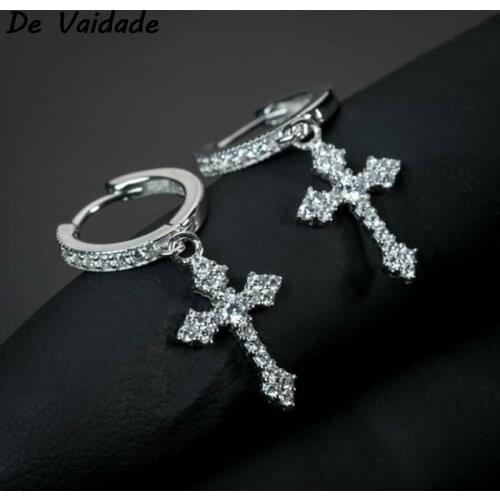 1 Pair Stylish Arrow Cross-shape Drop Earrings For Women/Men Dazzling Crystal Zirconia Hiphop Party Female/Male Fashion Earrings