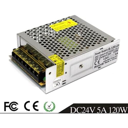 LED Power Supply 24V 5A 120W Driver Power Adapter Switching 110V 220V To 24V Lighting Transformers Aluminum for LED Strip Light