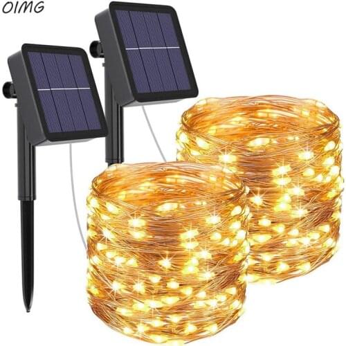 2Pack LED Outdoor Solar Lamp String Lights 100/200/300 LEDs Fairy Holiday Christmas Party Garland Solar Garden Waterproof Decor