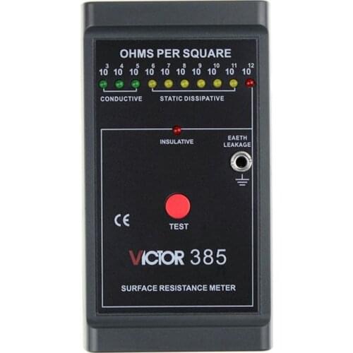 VICTOR VC 385 surface resistance tester, anti-static testing, handheld, Automatic range