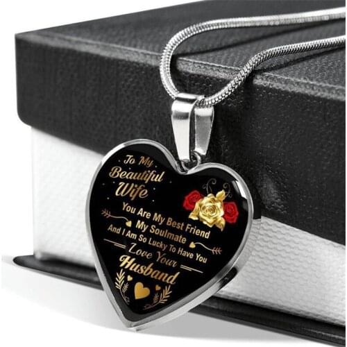 High Quality To My Wife You Are My Best Friend Love Heart Pendant Necklace To Wife Anniversary Birthday Gift From Husband