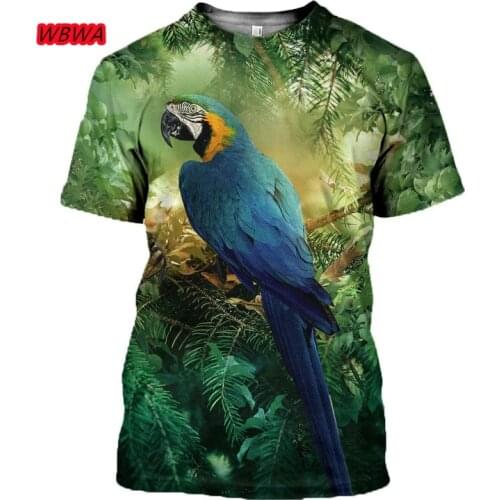 WBWA 2021 hot sale parrot figure 3D printing T-shirt mens and womens short-sleeved Harajuku T-shirt street casual T-shirt