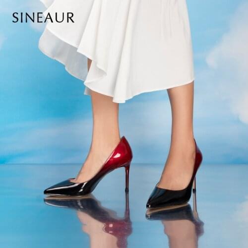 SINEAUR Shoes for women 2021 Female Super High-heel 8.5CM Gradient Ramp Ladies Thin Heels Pointed Toe Pumps Office Party Dress