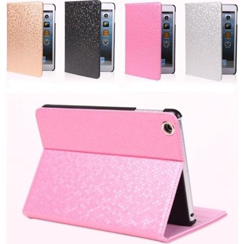 1PC Korean diamond lines Smart Cover For Apple iPad Mini 1/2/3 Stand FunctionTablet Cases PU Leather Case Leather Craft E1042