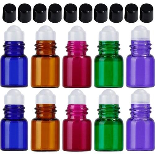 10PCS 3ML Thick Glass Roll on Bottles Aromatherapy Rollerball Bottles for Essential Oils Parfume Containers Travel Bottles