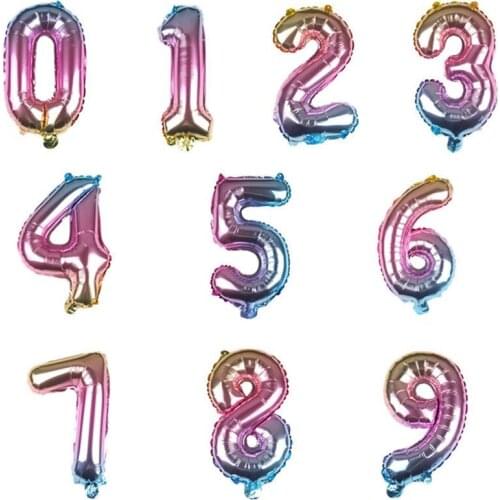 10PCS Bithday Aniversary Party Balloon Creative Numbers Decorative Birthday Balloon Mylar Balloon