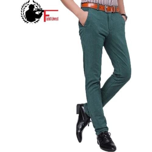 2020 Sping Mens Casual Pants Formal Slim Straight Trousers Business Dress Stretch Joggers Male Fashion Khaki Navy Blue Black 38