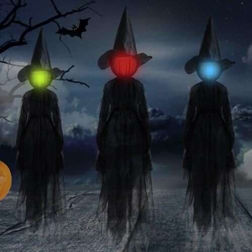 3Pcs Halloween Light-Up Witches Ghost Halloween Decoration Horror Props Creepy Skeleton for Halloween Decoration Voice Control