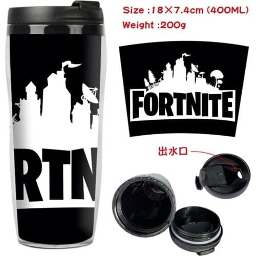 400ML Fortnite Student Drinking Cup Cartoon Creative Water Cup Double Insulated Plastic Cup Kid Birthday Toys Gift