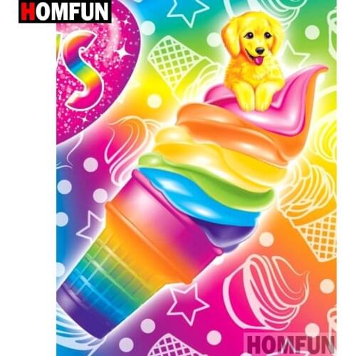 HOMFUN Full Square/Round Drill 5D DIY Diamond Painting "Cartoon color dog" Embroidery Cross Stitch 3D Home Decor Gift A12458