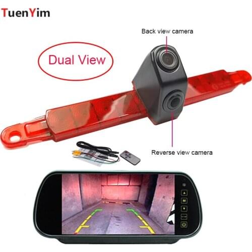 Dual View Car Brake Light Rear View Reverse Camera For Slim&Flat Back Housing Universal Camera With 7Inch LCD Mirror