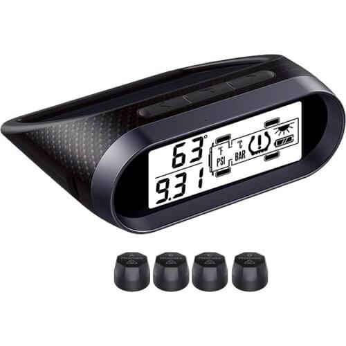 Wireless display solar power 4 tire sensors tpms truck tire pressure monitoring system tire monitoring system