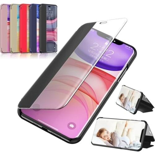 Flip Case For Iphone 11 Pro Max XR Cover Side View Window PU Leather Shockproof Stand Case For Iphone XS MAX X XR 7 8 Plus