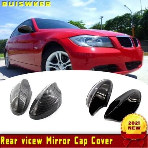 Black Carbon Fiber Auto Car Rearview Side Mirror Cover Cap Rear View Mirror Housing For BMW 3 Series E90 318 320i 325i 330i