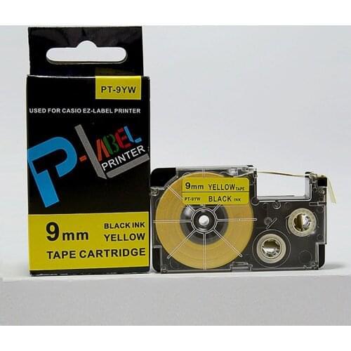 9mm Black on Yellow EZ label tape cartridge XR-9YW/XR-9YW1 For EZ label printer KL-8800 KL-820 KL-170 KL-780 KL-60 CW-L300
