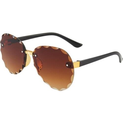 Kids Rimless Frame Sunglasses Shades for Boys Girls Trimming Wavy Edge Lenses Glasses UV400 Protection Sunglasses For Age 2-9