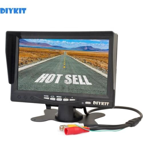 DIYKIT 7 inch HD TFT LCD Car Monitor Display Car Reverse Rear View Monitor Screen AV Input Remote Control With Sun Shade