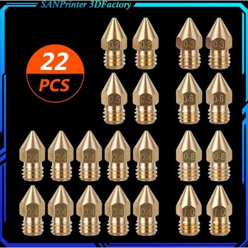 3D Printer Nozzles MK8 Extruder Nozzle Extruder Print Head 1.75mm for 3D Printer Anet A8 Makerbot MK8 Creality CR-10 Ender 3