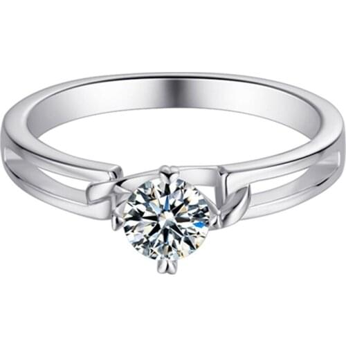 Trendy 100% 925 Sterling Silver Created Real 0.5 Carat D Color Moissanite Anniversary Rings For Women Party Fine Jewelry Gift