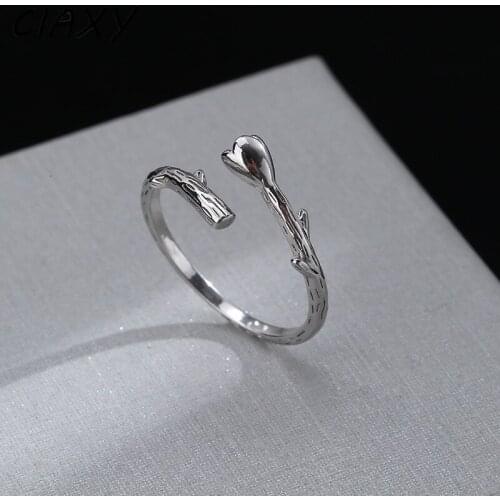 CIAXY 925 Sterling Silver Budding Bud Magnolia Flower Rings for Women Temperament Adjustable Ring High Quality Jewelry
