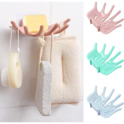 Bathroom Shower Soap Box Suction Hanging Holder Hooks Soap Plate Tray Dish Drainer Shelf Bath Kitchen Organizer