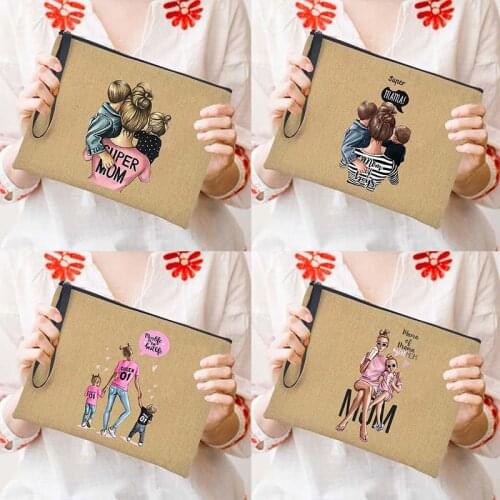 Super Mom Wristband Wallets Women Retro Clutch Bags Large Purse Female Summer Beach Tote Travel Makeup Bag Handbag Mother Gifts