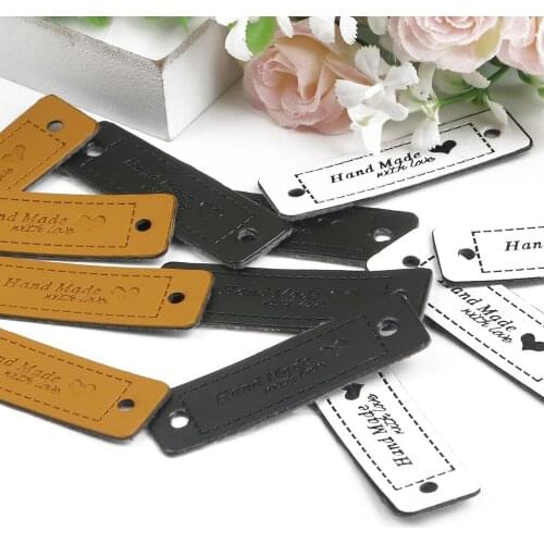 12pcs / lot handmade with love leather tags for family gifts lovers leather tags handmade for love friendship crafts