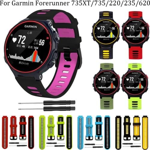 Colorful soft Silicone Wrist Band For Garmin Forerunner 220 230 235 620 630 735 Smart Watch Strap Watchband For Forerunner 735XT